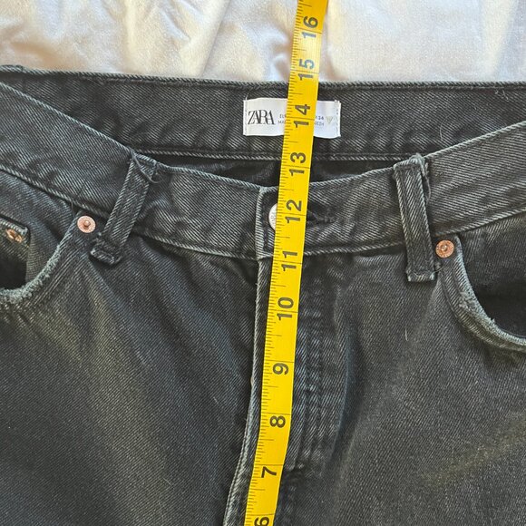 Zara High-waisted Straight Jeans Black Size 12 - Picture 12 of 15